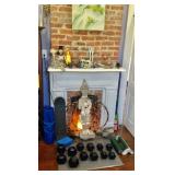 Asian style statue and free wieghts