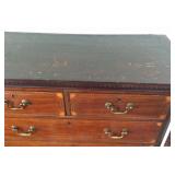 Top and front of antique inlayed chest on chest