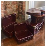 Small suit cases leather hat box with top hat