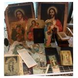 Religious cards, books, statues