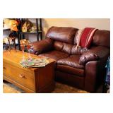 Brown leather sofa