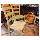 Green Louisiana chair with rawhide seats