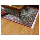 Medium Silk area rug  red floral pattern