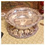 Silver plated punch bowl set