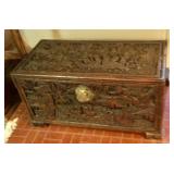 Antique carved Asian trunk