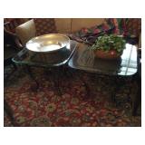 Pair of glass topped side tables