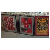 Signed and framed posters  lion king, evita, westside story 