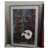 Phantom of the opera poster in frame signed by cast