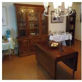 China cabinet, large drop leaf table