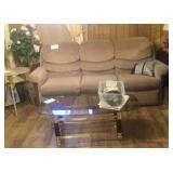 Sofa and glass topped coffee table