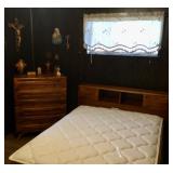 Sculptured pine chest and bed