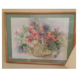 Needle point framed basket of flowers
