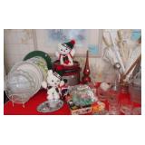 lots of serving plates and decorations