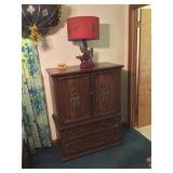 Vintage clothing chest, hoarse lamp