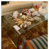 Glass coffee table, sea shells