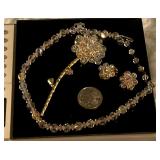 Signed broach and earrings