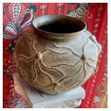 Large clay flower pot with octopus’s and shells