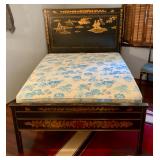 Black and gold lacquered bed hand painted