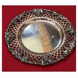 Silver plate plate with grapes