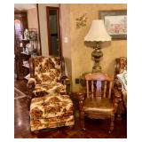 Floral print chair and ottoman
