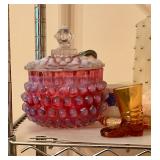 Hobnail covered dish