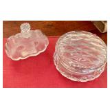 Lalique perfume bottle, cut glass powder jar