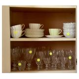 Shelly China cups and saucers, crystal stem ware