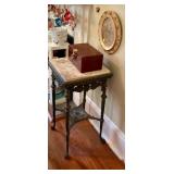 Iron work plant stand with marble top
