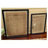 English and French framed newsprint from civil war era