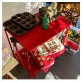 Red rolling cart, folds down