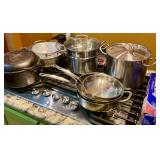 Stainless steel pots and pans