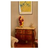 Inlayed ornate Bombay chest with marble top