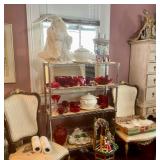 Pair of side chairs, red glassware