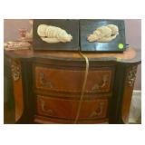 Faux ivory African figures on ebony wood