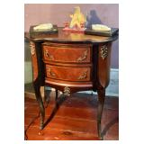 Antique inlayed oval table with ormalu trim