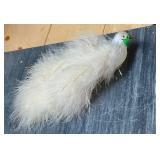 Ornament hand blown glass bird with feathers