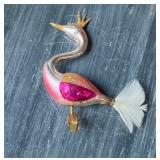 Swan ornament hand blown with feather tail