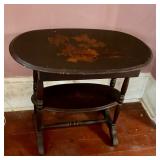 Japanned console table with Asian scenes on top