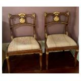 2 side chairs with gold decoration