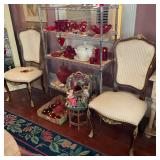 Red glass, pair of side chairs