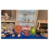 Depression glass pink and uranium glass