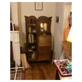 Oak desk and curio cabinet
