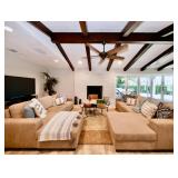 Matching sectionals, throw pillows, blankets, rug plants