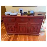Vintage Red Wooden Sideboard Buffet