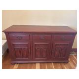 Vintage Red Wooden Sideboard Buffet