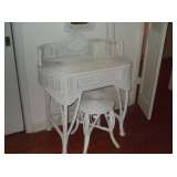 Wicker vanity & stool 