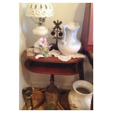 2-Tier Oval Table & Porcelain Lamp