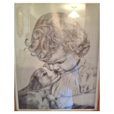 Vintage Girl with Puppy Art Print