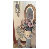 Pretty Drop-Leaf Side Table, Wall Sconce & Home Int. Print