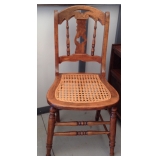 Canned Seat Carved Wood Chair
